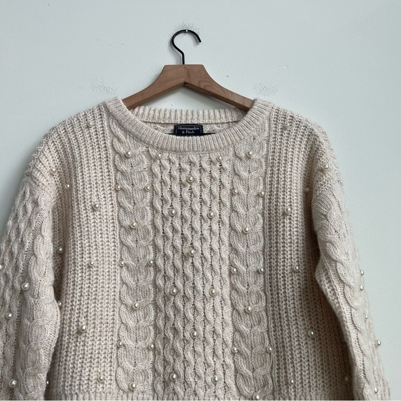 Abercrombie & fitch wool alpaca blend pearl embellished sweater Cable Knit XS - Picture 5 of 12